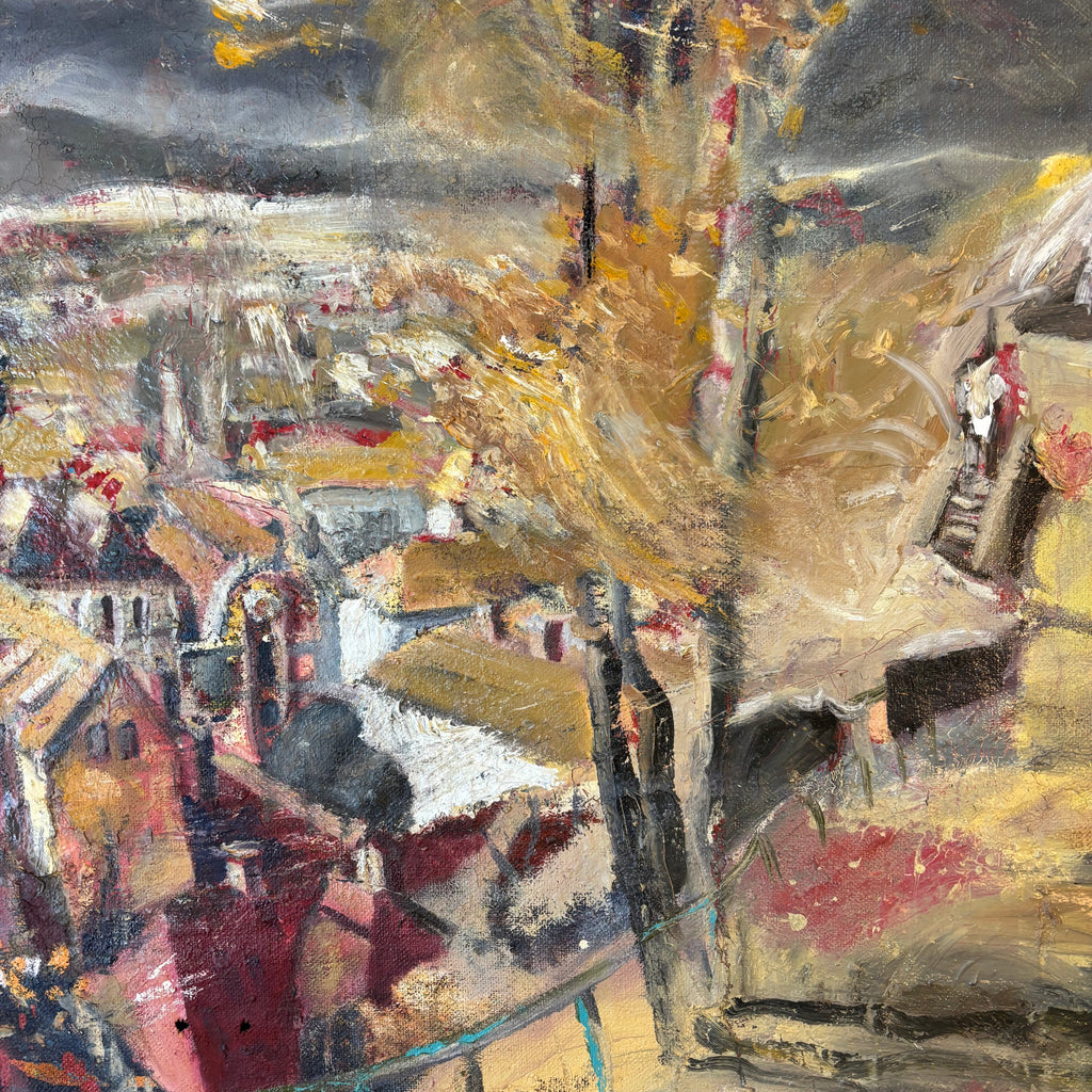 Abstract art with a mix of colors and textures