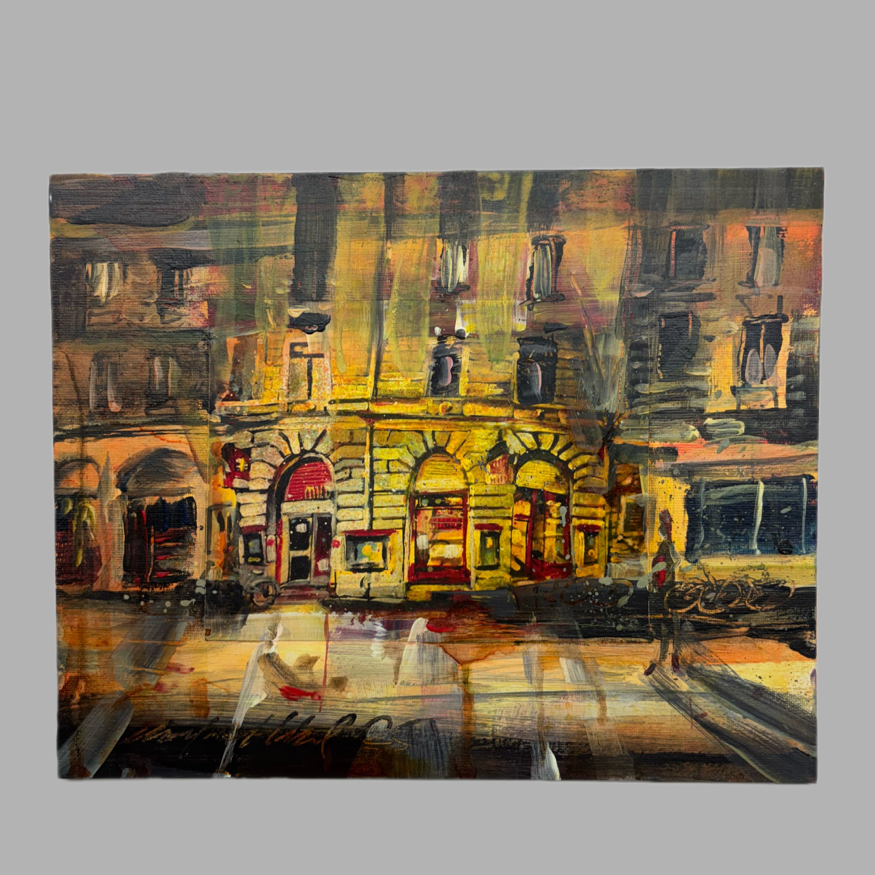“Golden Evening at the Corner Café”